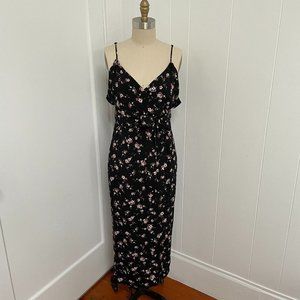 BLACK FLORAL MIDI DRESS